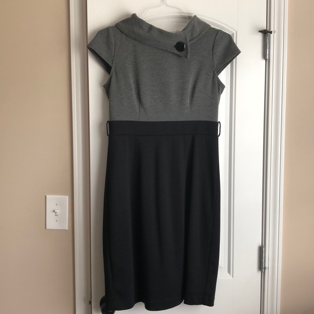 London Times grey and black dress, cotton stretch